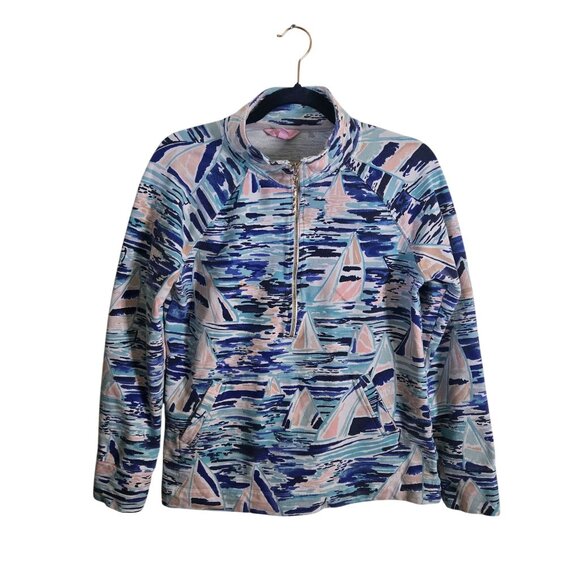 Lilly Pulitzer Skipper Popover Jacket Pier Pressure Sailboat Vacation Size M - Picture 2 of 11